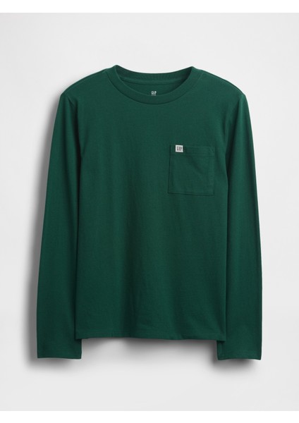 Erkek Çocuk Koyu Yeşil Gap Logo Pocket T-Shirt