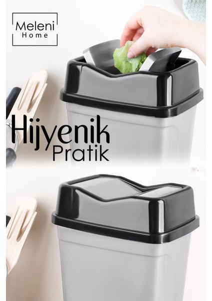 Gri Çift Kapaklı Kelebek Çöp Kovası 5 Litre, Şık ve Kullanışlı Tezgah Üstü Tasarım fiyatları