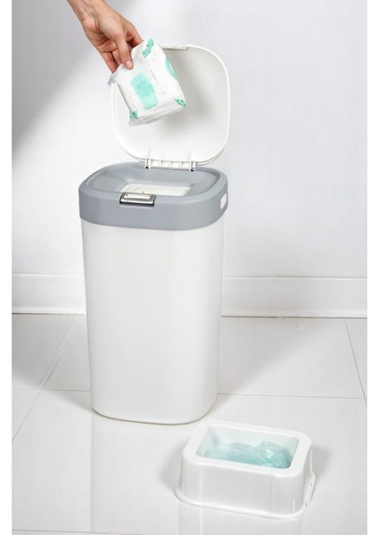 Gri Akıllı Poşetli Kokusuz Çöp Kovası, Bebek ve Evcil Bezleri Için Uygun