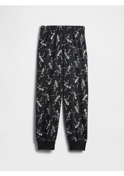 Erkek Çocuk Siyah Halloween Geri Dönüştürülmüş Pj Joggers