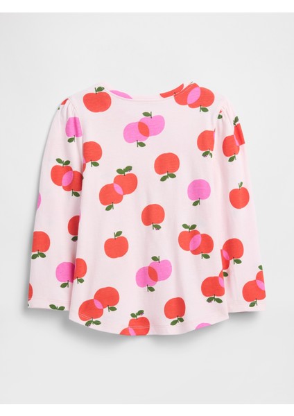 Kız Bebek Pembe Puff Sleeve Bisiklet Yaka T-Shirt modelleri