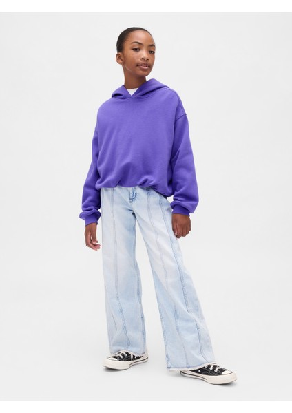 Kız Çocuk Mor Vintage Soft Oversized Bubble Sweatshirt fiyatları