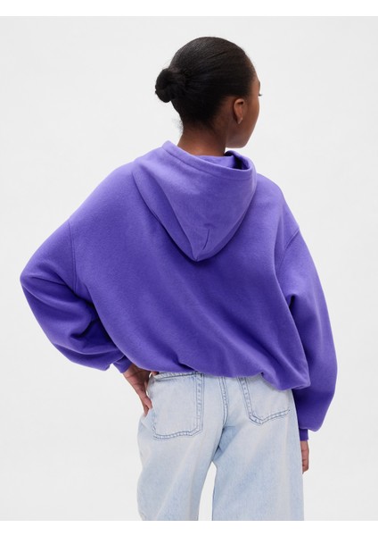 Kız Çocuk Mor Vintage Soft Oversized Bubble Sweatshirt fırsatları
