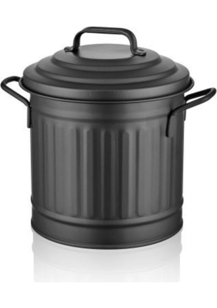 4l Siyah Galvaniz Çöp Kovası 22CM Tezgah Üstü Güçlü ve Şık Tasarım