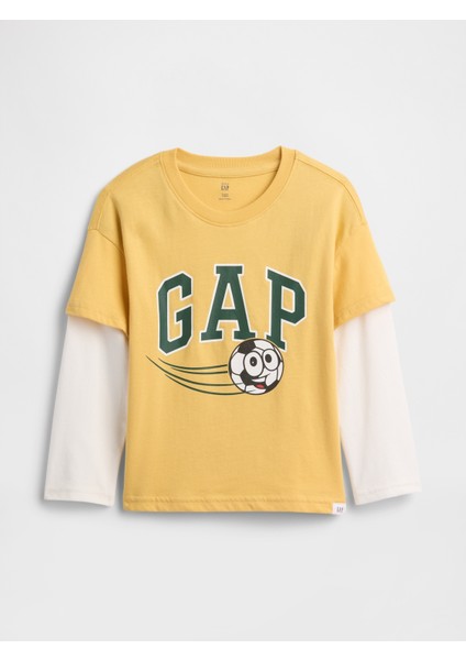 Erkek Bebek Sarı Grafik Baskılı T-Shirt