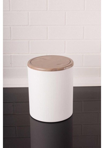 Mermer Desenli Yuvarlak Banyo ve Mutfak Çöp Kovası, 6 Lt, Siyah fırsatları