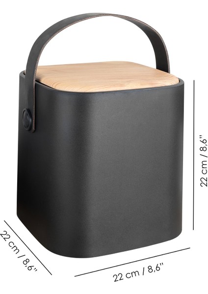 Ahşap Görünümlü 4lt Siyah Tezgah Üstü Çöp Kovası, Akıllı Kapak ve Saplı fırsatları