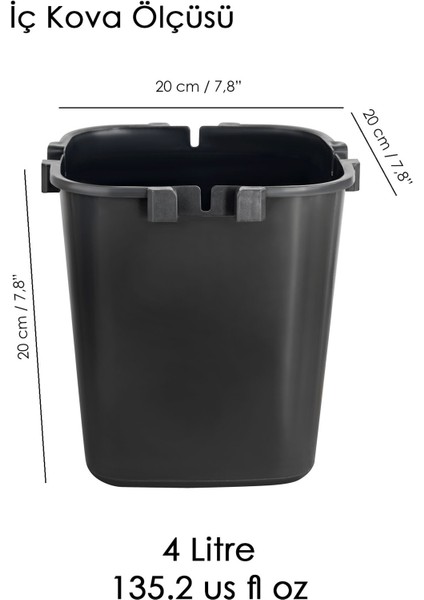Ahşap Görünümlü 4lt Siyah Tezgah Üstü Çöp Kovası, Akıllı Kapak ve Saplı indirimleri