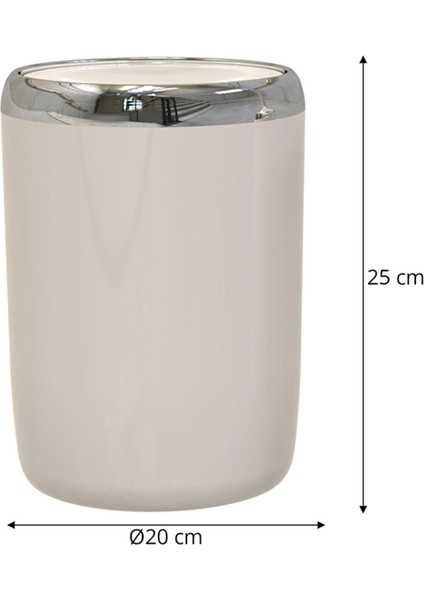 Şık Bej Krom Dekorlu Döner Kapaklı 6 Lt Çöp Kovası, Ofis ve Mutfak Için Ideal indirimleri