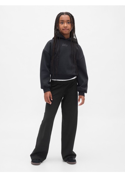 Kız Çocuk Siyah Wide-Leg Foldover Tayt