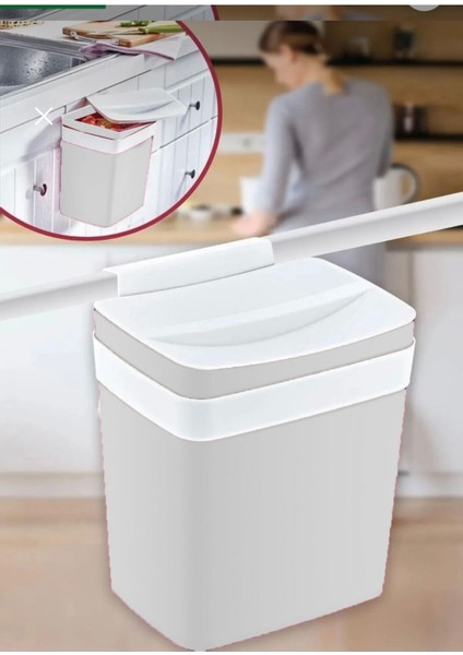 Pratik Askılı Çöp Kutusu, 8,5 Lt, Gri, 19X22 Cm, Asılabilir ve Kullanışlı Tasarım