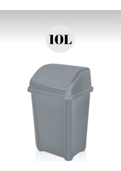 10 Litre Antrasit Gri Çöp Kovası, Şık ve Dayanıklı Ergonomik Tasarım
