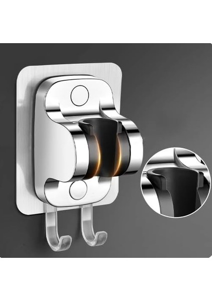 Yapışkanlı Duş Başlığı Tutucu, Ayarlanabilir El Duş Tutacağı Delme Yok Duvara Monte Su Geçirmez, Mafsal, Duş Askısı (Chrome) fiyatları