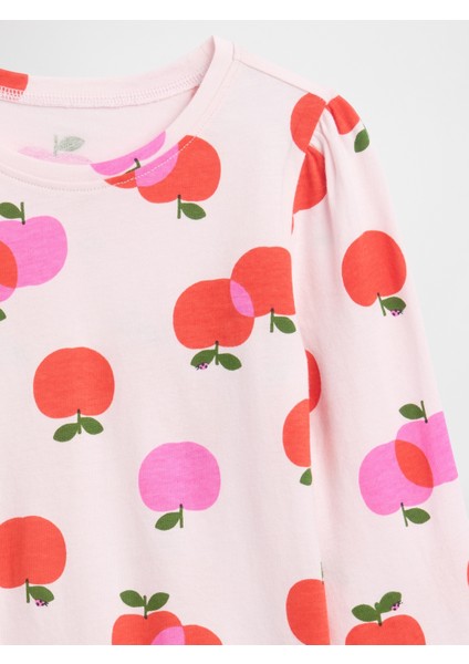 Kız Bebek Pembe Puff Sleeve Bisiklet Yaka T-Shirt fiyatları