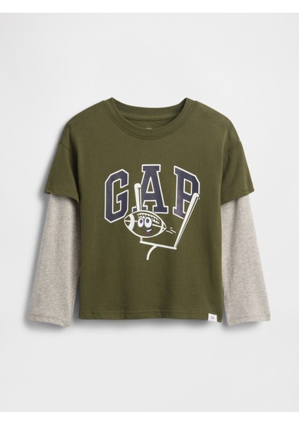 Erkek Bebek Yeşil Grafik Baskılı T-Shirt