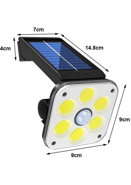 Powermaster LF-1750A 54 Cob Ledli 3 Modlu Sensörlü Solar Güneş Enerjili Duvar Lambası Bahçe Aydınlatma modelleri