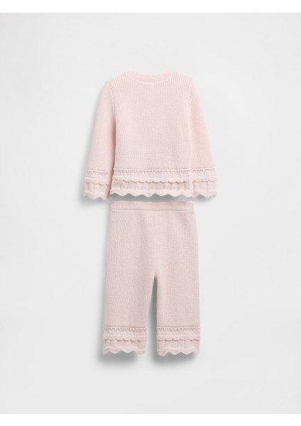 Bebek Pembe Scalloped Sweater Outfit Set modelleri