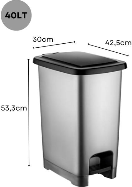 40 Lt Eco Pedallı Çöp Kovası Gri, Şık ve Kullanışlı Ev ve Ofis Çözümleri fırsatları