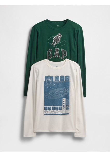 Erkek Çocuk Yeşil Grafik T-Shirt (2’li)