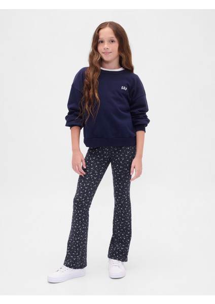 Kız Çocuk Çiçek Desenli Flare Tayt