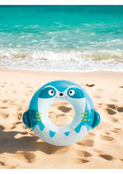 Renkli Hayvan Figürlü Şişme Havuz ve Deniz Simidi 8+ Yaş Çocuklar Için