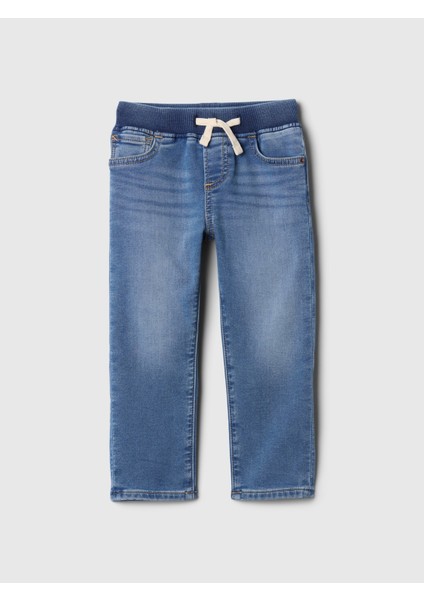 Erkek Bebek Mavi Slim Knit Denim Pantolon