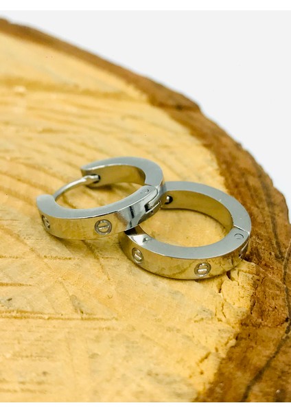 Gümüş Renk Figürlü Çelik Küpe