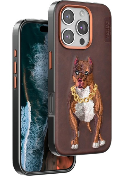 iPhone 16 Pro Perma Desenli Kapak - Kahverengi - 19158-6091