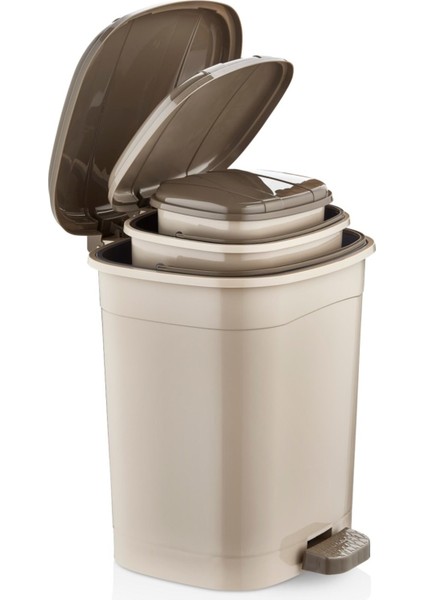 Çöp Kovası Seti 20LT,10LT,5LT, Banyo, Tuvalet, Mutfak Için Ideal 3'ü 1 Arada