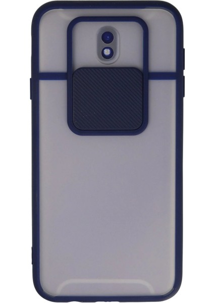 Samsung Galaxy J7 Pro / J730 Kılıf Palm Buzlu Kamera Sürgülü Silikon - Lacivert - 12253-6875