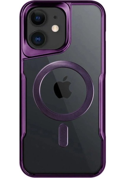 iPhone 12 Kılıf Boyi Magsafe Silikon Kapak - Derin Mor - 13760-2739