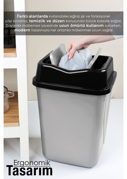 2 Kapaklı Gri Plastik Çöp Kovası 30 Litre, Ev, Ofis, Banyo ve Mutfak Için Uygun fırsatları
