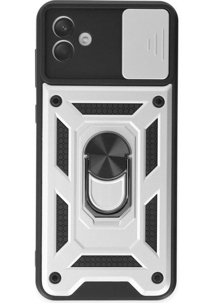 Samsung Galaxy A04 Kılıf Pars Lens Yüzüklü Silikon - Gümüş - 14428-3681