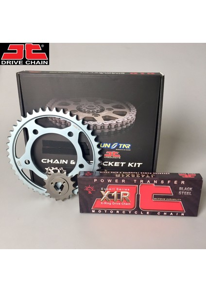 Zincir Dişli Seti Yamaha Xt R 125CC Zincir: JT-428X1R ÇELİK-128 Ön-Arka Dişli: Sunstar 14T-50T 2005-2011