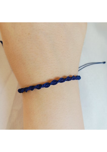 Lacivert Spiral Makrome Örgü İp Bileklik, Suya Dayanıklı Makrome Bileklik, Asansörlü Ayarlanabilir El Yapımı Unisex Bileklik, Makrome Bileklik, Örgü Bileklik, İp Bileklik, Hediye Takı fiyatları