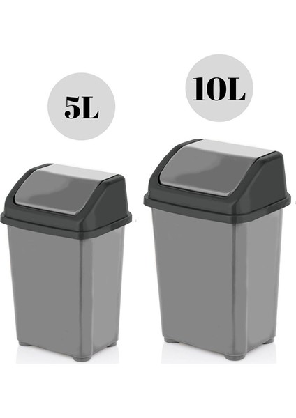 Şık 2'li Çöp Kovası Seti, 5-10 Litre, Gümüş Renkli, Pratik ve Estetik Tasarım
