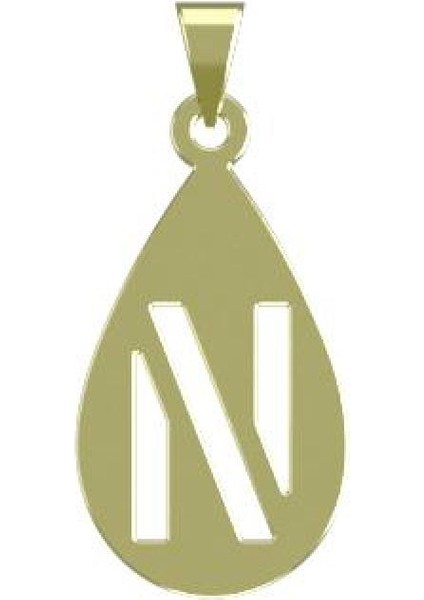 14 Ayar Altın N Harfi Kolye Ucu 1 Gr, KC12834 Kodlu