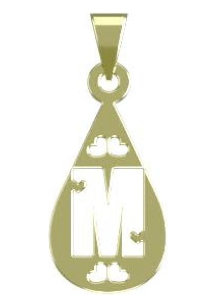 14 Ayar Altın M Harfi Kolye Ucu 1 Gr, KC14720 Kodlu