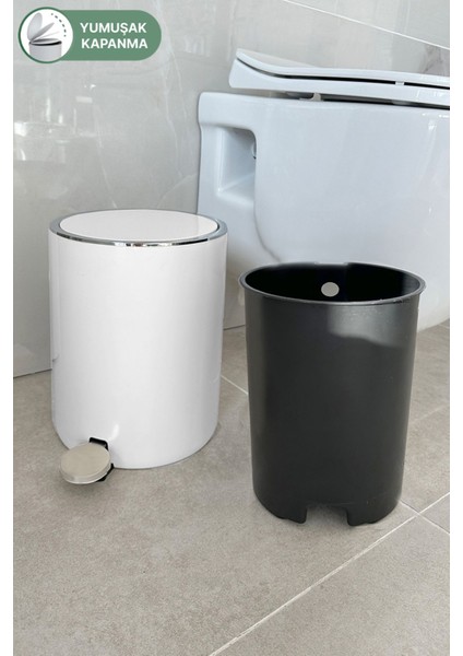 5 Lt Pedallı Beyaz Çöp Kovası, Banyo, Mutfak ve Ofis Için Ideal Seçenek fiyatları