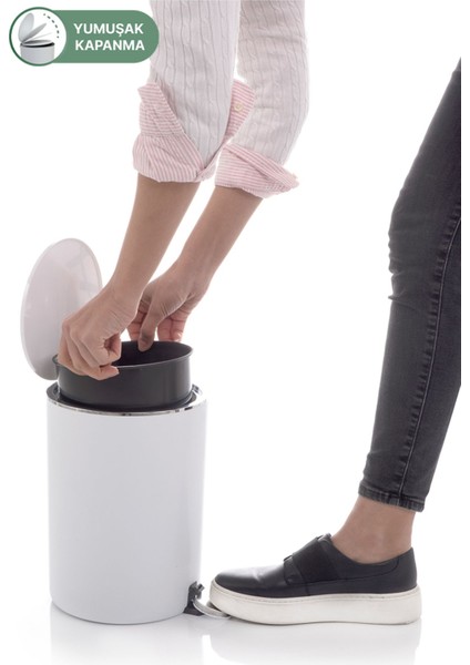 5 Lt Pedallı Beyaz Çöp Kovası, Banyo, Mutfak ve Ofis Için Ideal Seçenek fırsatları