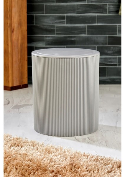 6,5 Lt Yuvarlak Çizgi Model Banyo Mutfak Çöp Kovası Gri fiyatları