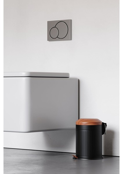 Şık Siyah Ahşap Desenli 5lt Kovalı Çöp Kutusu, Amortisörlü ve Modern Tasarım modelleri