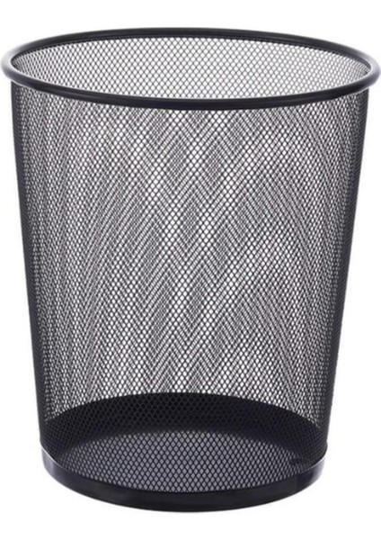 Tam Delikli Metal Fileli Siyah Çöp Kovası ND-1030, Şık ve Kullanışlı Ev Temizlik Ürünü