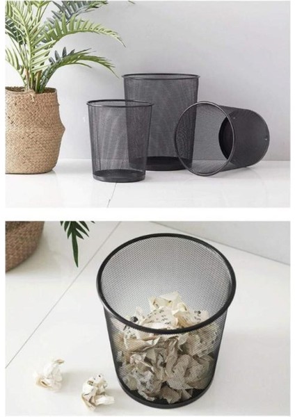 Tam Delikli Metal Fileli Siyah Çöp Kovası ND-1030, Şık ve Kullanışlı Ev Temizlik Ürünü modelleri