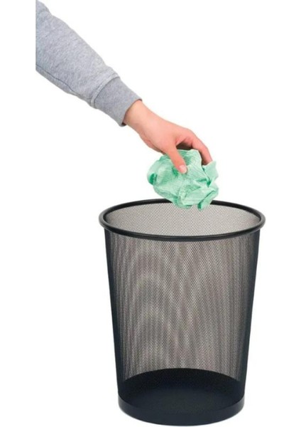 Tam Delikli Metal Fileli Siyah Çöp Kovası ND-1030, Şık ve Kullanışlı Ev Temizlik Ürünü