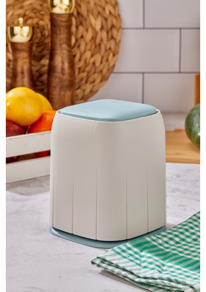 Dokunmatik Mini Çöp Kutusu, Organizer, Düzenleyici, 1,4 Lt, Ekru Mavi fiyatları
