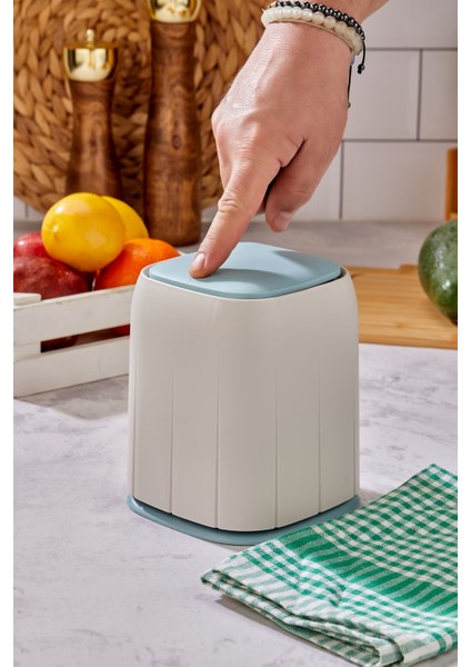 Dokunmatik Mini Çöp Kutusu, Organizer, Düzenleyici, 1,4 Lt, Ekru Mavi modelleri