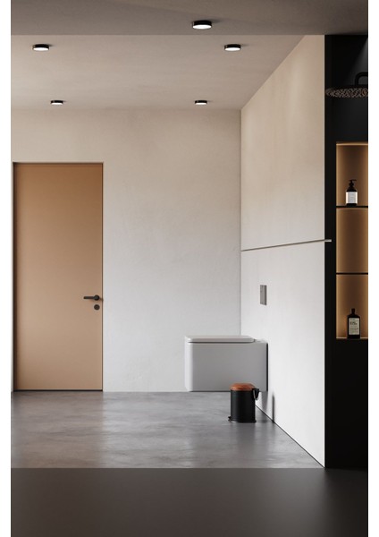 Şık Siyah Ahşap Desenli 5lt Kovalı Çöp Kutusu, Amortisörlü ve Modern Tasarım