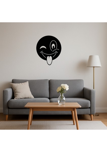 Dil Çıkaran Göz Kırpan Emoji Mdf Dekoratif Tablo - 17314-7688 fırsatları
