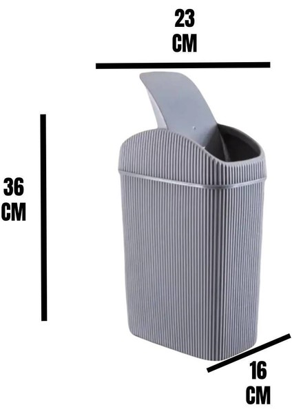 10 Lt Gri Çok Amaçlı Çöp Kovası, Mutfak, Banyo, Ofis Için Ideal
